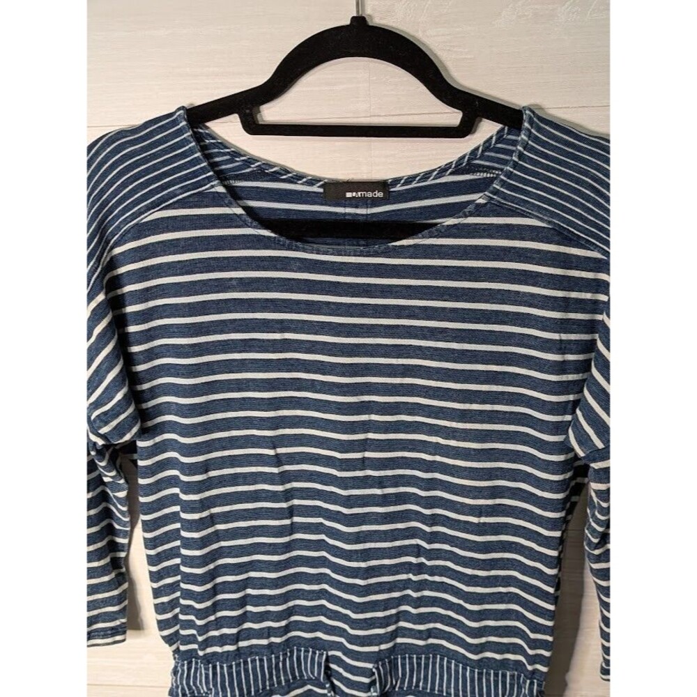 LAmade Striped Romper Size S Small Blue White 3/4 Sleeve Nautical Casual EUC